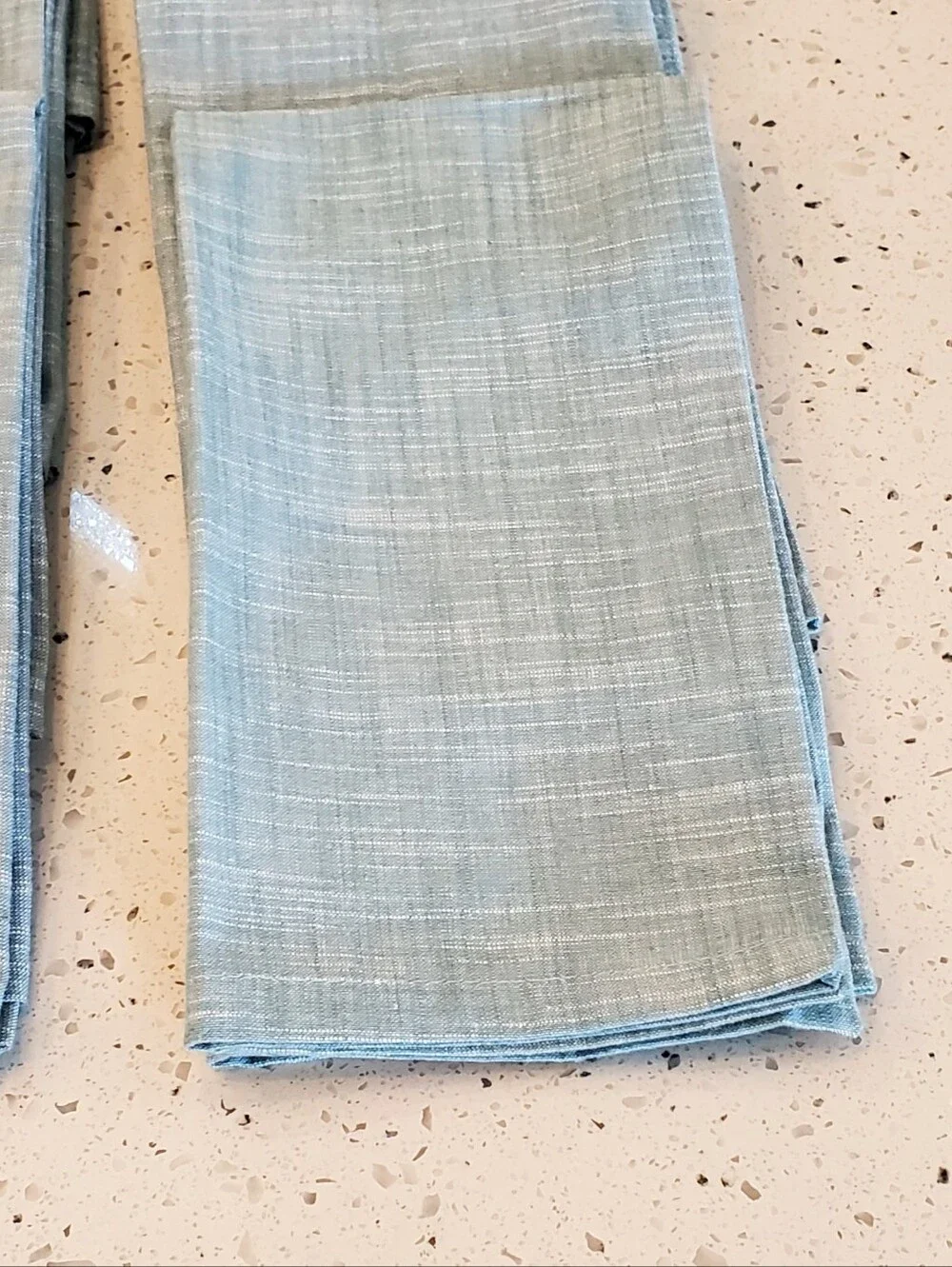 Pier 1 Imports Set Of 8, 100% Cotton Woven Dinner Napkins, Sea Foam Green/White